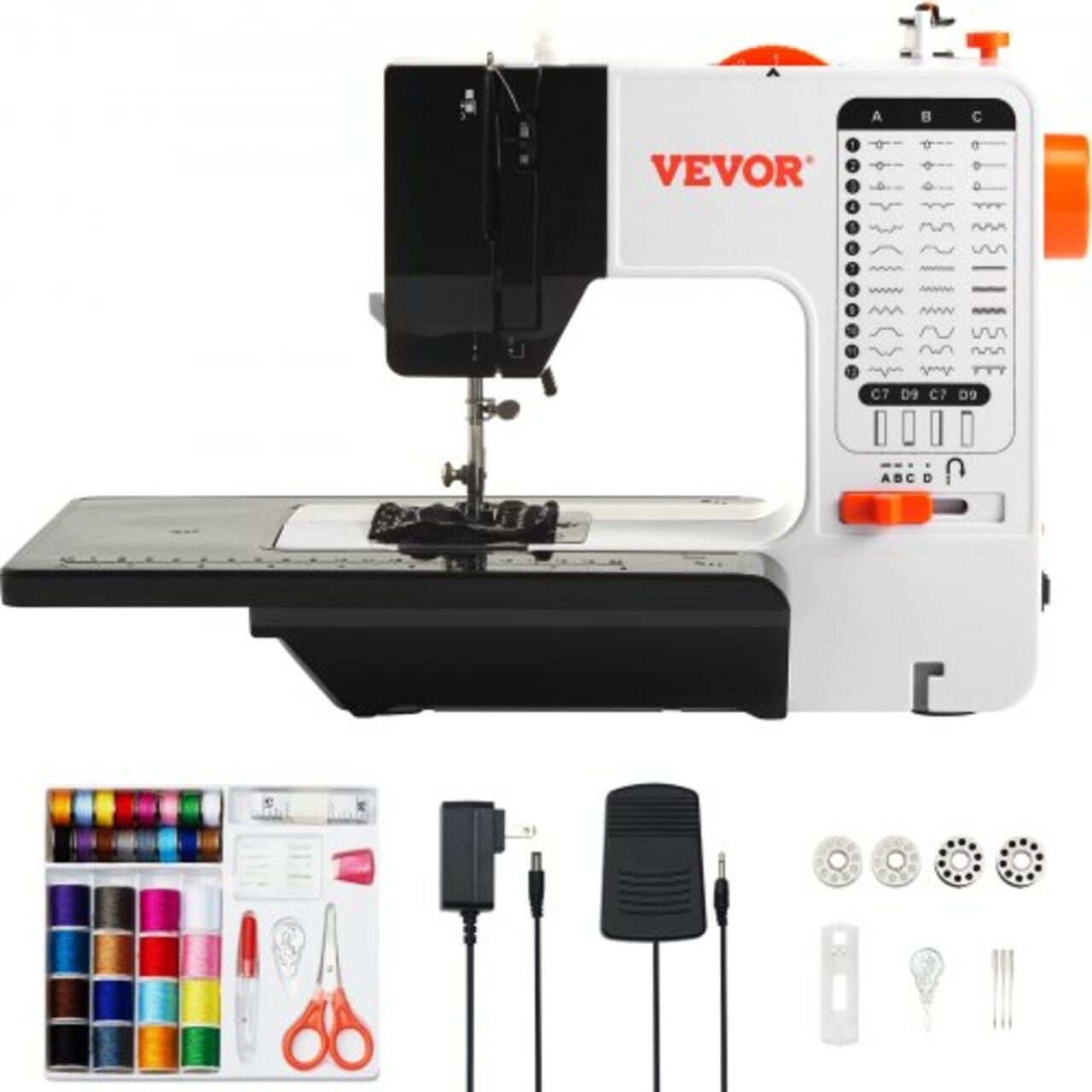 Electric Sewing Machine 38 Stitches High Low Speed with Extension Table